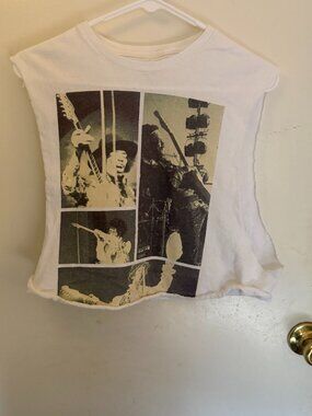 Authentic Hendrix Jimi Hendrix Band T-Shirt Cut Off Cropped Women's M Y2K Indie